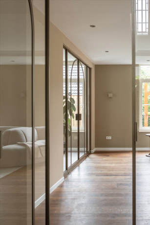 Doors from hallway to living room