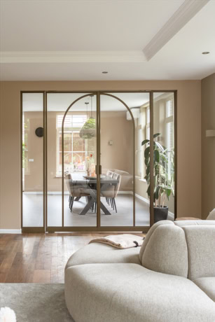 Round arches on steel door