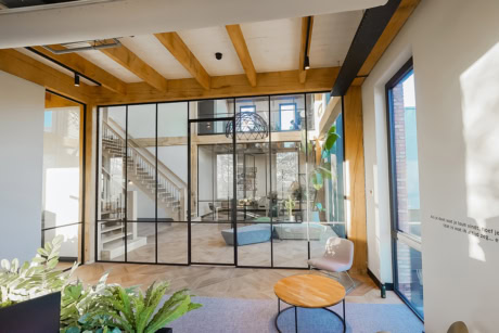 Hinged door with fanlight