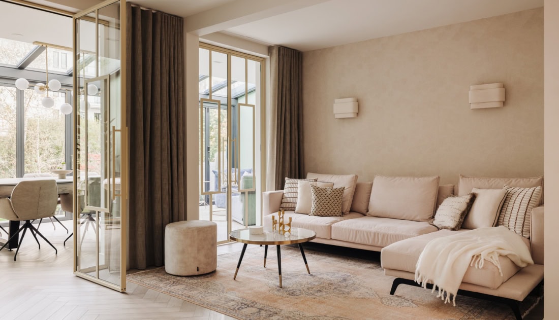 gouden aluminium taatsdeuren zitkamer serre