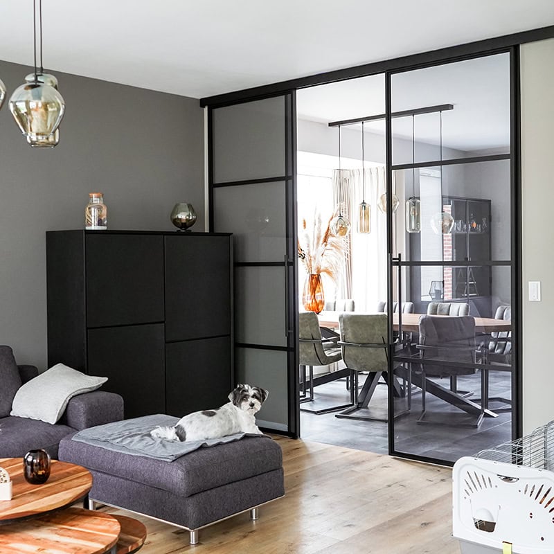 Black steel sliding doors