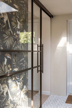 Tube handle on sliding door