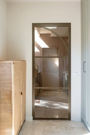 Hinged door with frame