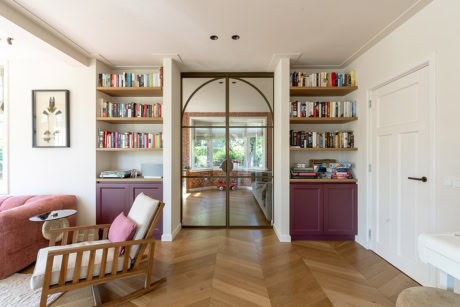 Steel sliding doors with arched rod