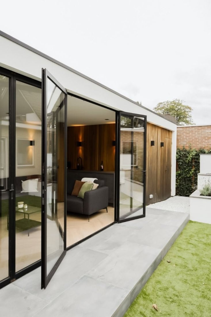 Folding walls are ideal for properly enclosing a veranda.