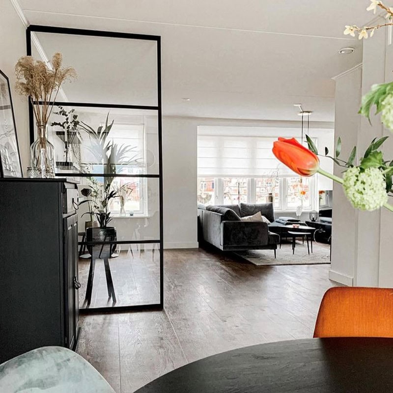 Steel wall as room divider