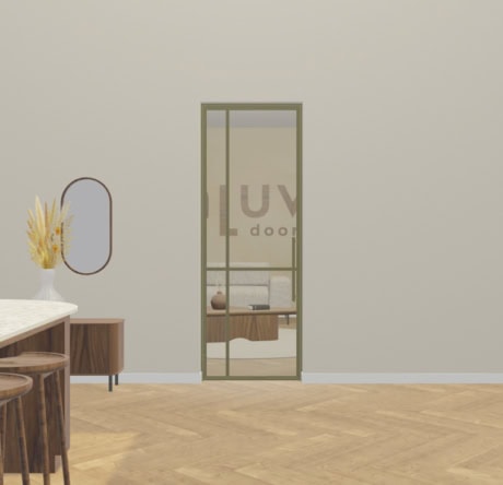 Elegante stalen deur met glas voor interieurtoepassingen, op maat gemaakt door Aluwdoors.