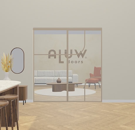 Modern steel sliding door with glass by Aluwdoors, perfect for separating spaces with a sleek and contemporary look.