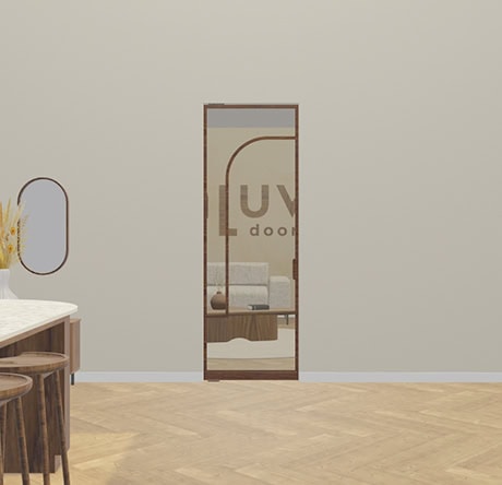 Elegant steel veneer door with mirror, perfect for modern interiors, finished with high-quality materials and customisation for a stylish look.
